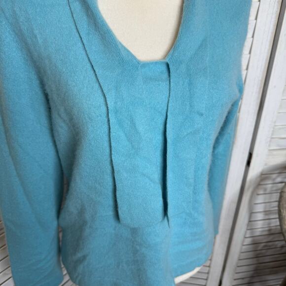 CASHMERE CHARTER CLUB LUXURY Women's Medium 100% Cashmere Sweater Turquoise Blue - Picture 9 of 13